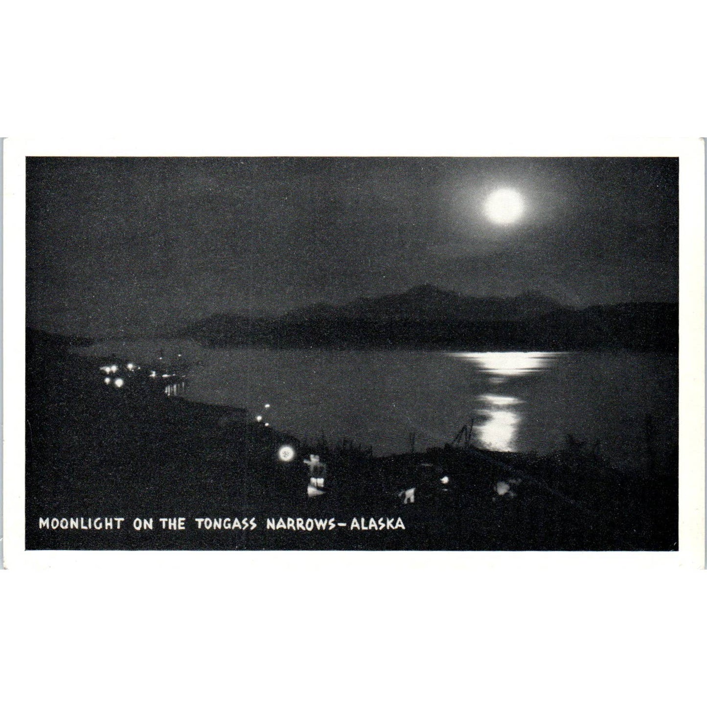 Moonlight on the Tongass Narrows RPPC Alaska Original Postcard TK1-29