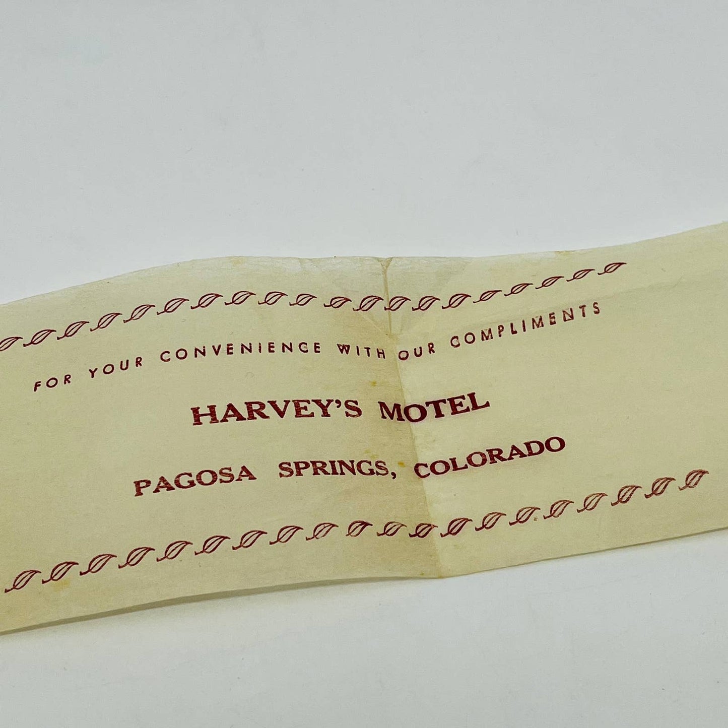 Vintage Shoe Shine Cloth Harvey’s Motel Pagosa Springs CO D1