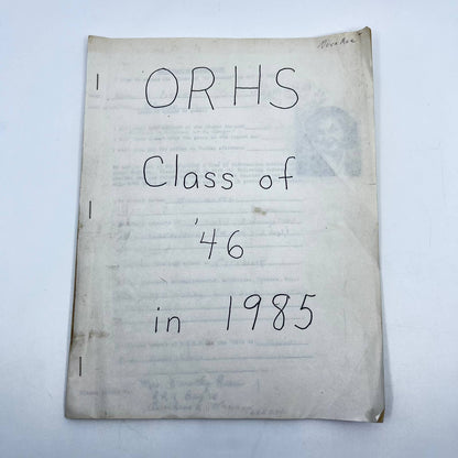 Overbrook Rural High School ORHS Kansas Class of ‘46 in 1985 Booklet TE2