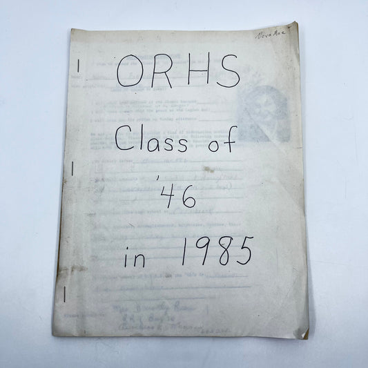Overbrook Rural High School ORHS Kansas Class of ‘46 in 1985 Booklet V43-1