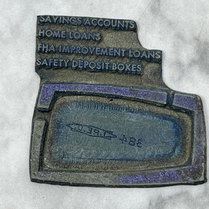 Vintage Letterpress Printers Block Plate Savings Accounts Home Loans TJ58