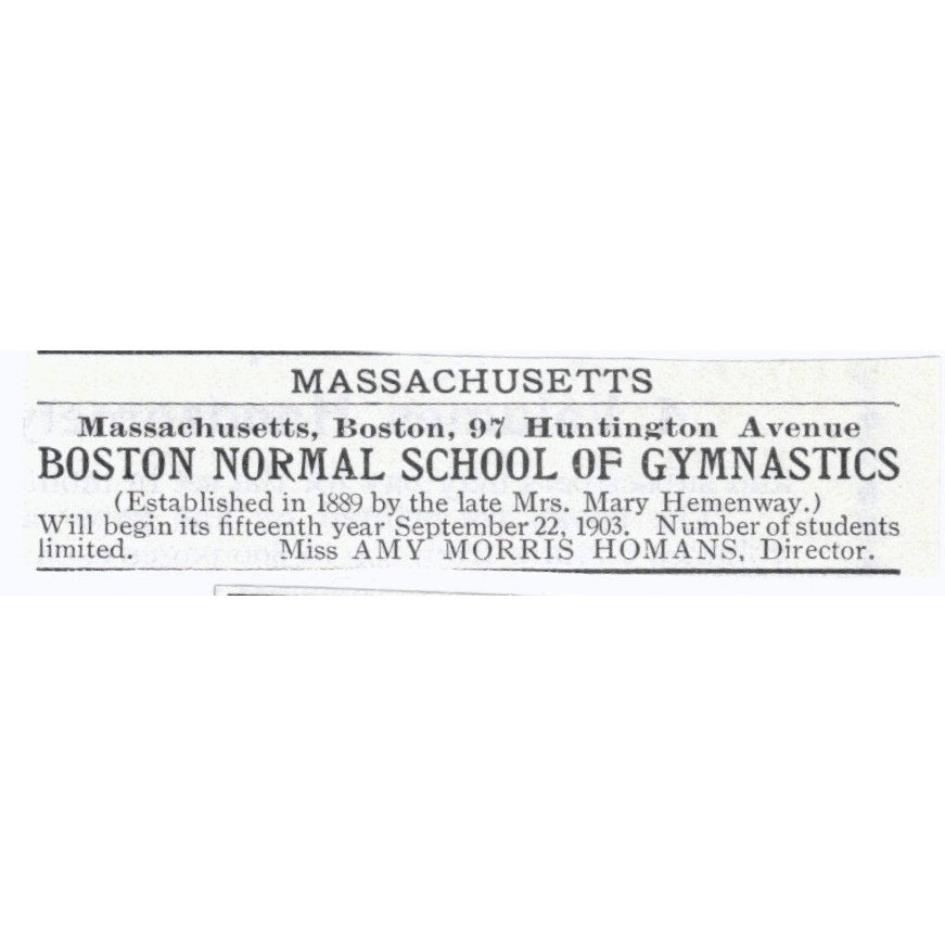 Boston Normal School of Gymnastics Amy Morris Homans - 1903 Original Ad AK5-S33