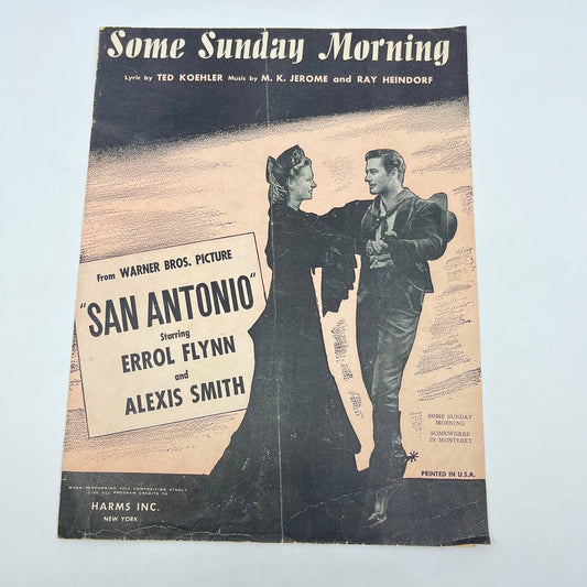 1945 Sheet Music Some Sunday Morning San Antonio Errol Flynn Alexis Smith TF9