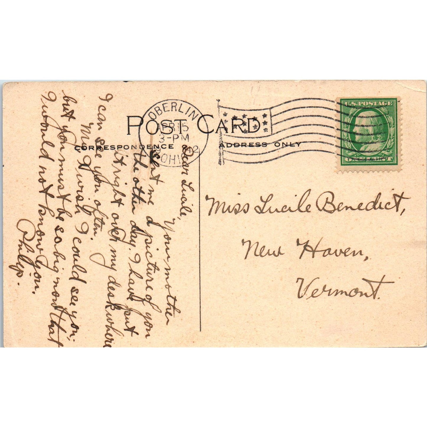 c1910 Postcard Finney Memorial Chapel Oberlin Ohio TD9