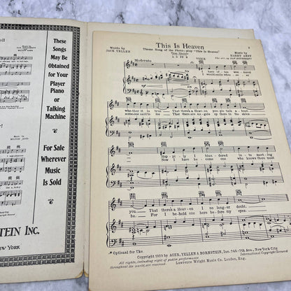This is Heaven Vinma Kanky Jack Yellen 1929 Sheet Music TK2-SM3