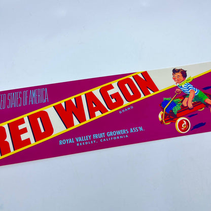 Vintage 1950's Advertising Label RED WAGON Royal Fruit Reedley California FL3