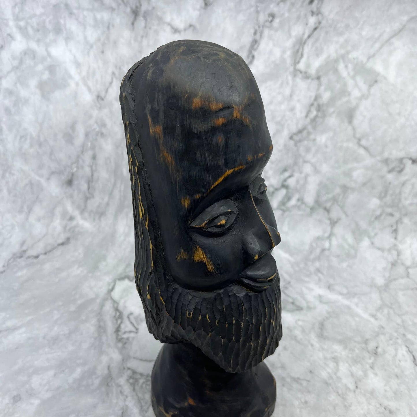 Vintage Carved Wooden Jamaica Tiki Folk Art Bust Face 11" Heavy Solid Wood TB5