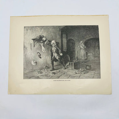 1880s Art Print Engraving Scott Bride of Lammermoor CALEB BALDERSTONE & MYSTIC