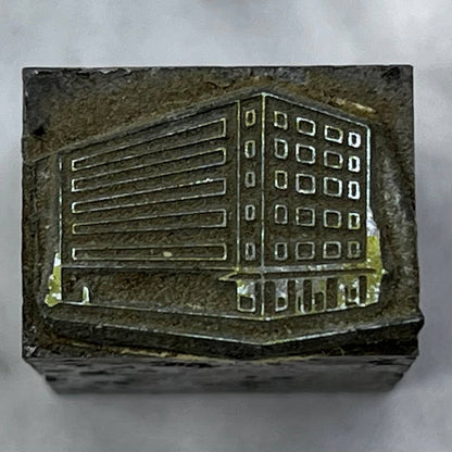 Vintage Printing Letterpress Printers Block Plate Small Building TJ510