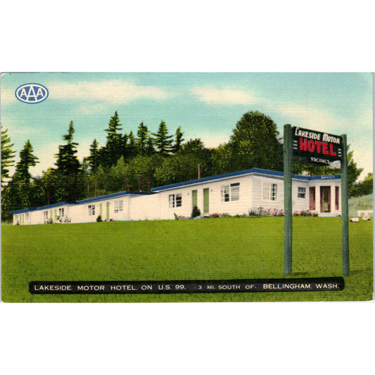 Vintage Postcard Lakeside Motor Hotel Bellingham Washington TD9-W2