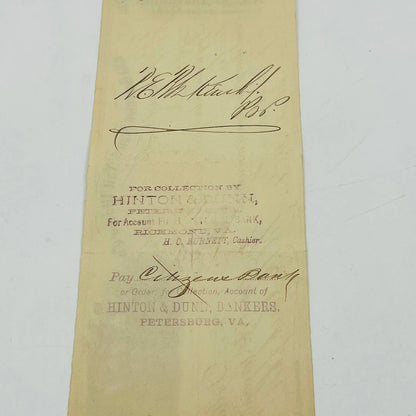 1885 Bank Check Old Dominion Iron Nail Works Nathan Lane’s Sons Richmond VA AA5