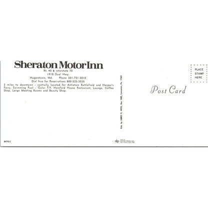 Vintage Long Postcard Sheraton Motor Inn Interior Hagerstown MD SE3-2