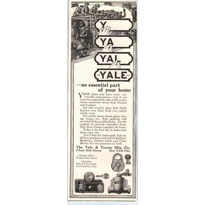 c1920 Harper's Magazine Ad - Yale & Towne Mfg Co YALE LOCKS New York EA3-4