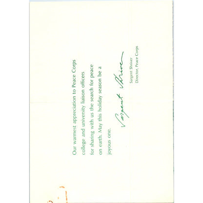 Peace Corps Corps Christmas Card Sargent Shriver 1960s TK1-P6