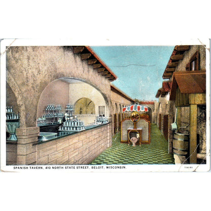 Spanish Tavern Restaurant Interior Beloit Wisconsin Original Postcard TJ9-P3
