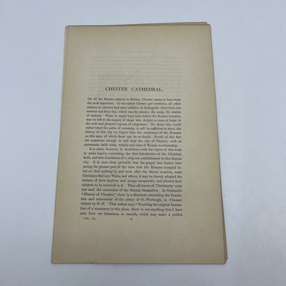 1842 Original Art Engraving Chester Cathedral, Floor Plan and Bio L4-2