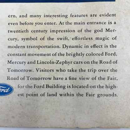 1940 New York World's Fair Ford Exposition Booklet & Map Center Spread FL5