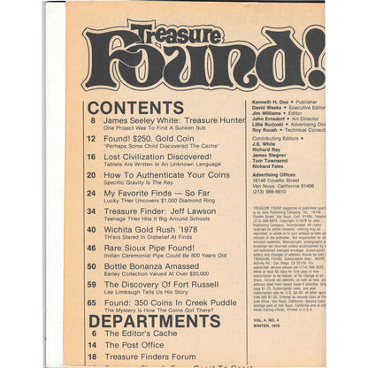 Treasure Found! Magazine - Treasure Hunting Metal Detecting Winter 1978 M3