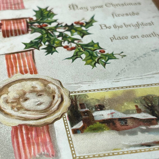 c1910 Tuck's RTS Christmas Postcard Country Scene Mistletoe Holly Berries PA2