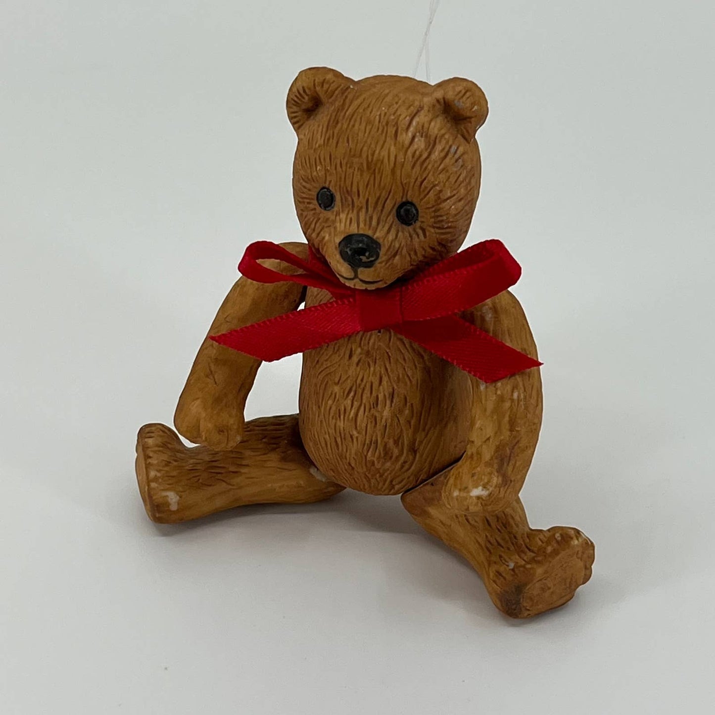VTG 4” Hand Painted Ceramic Articulated Teddy Bear Christmas Tree Ornament SA1