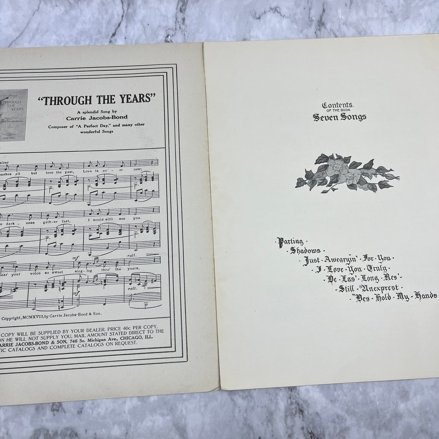 I Love You Truly - Carrie Jacobs-Bond - 1906 VINTAGE Sheet Music V38