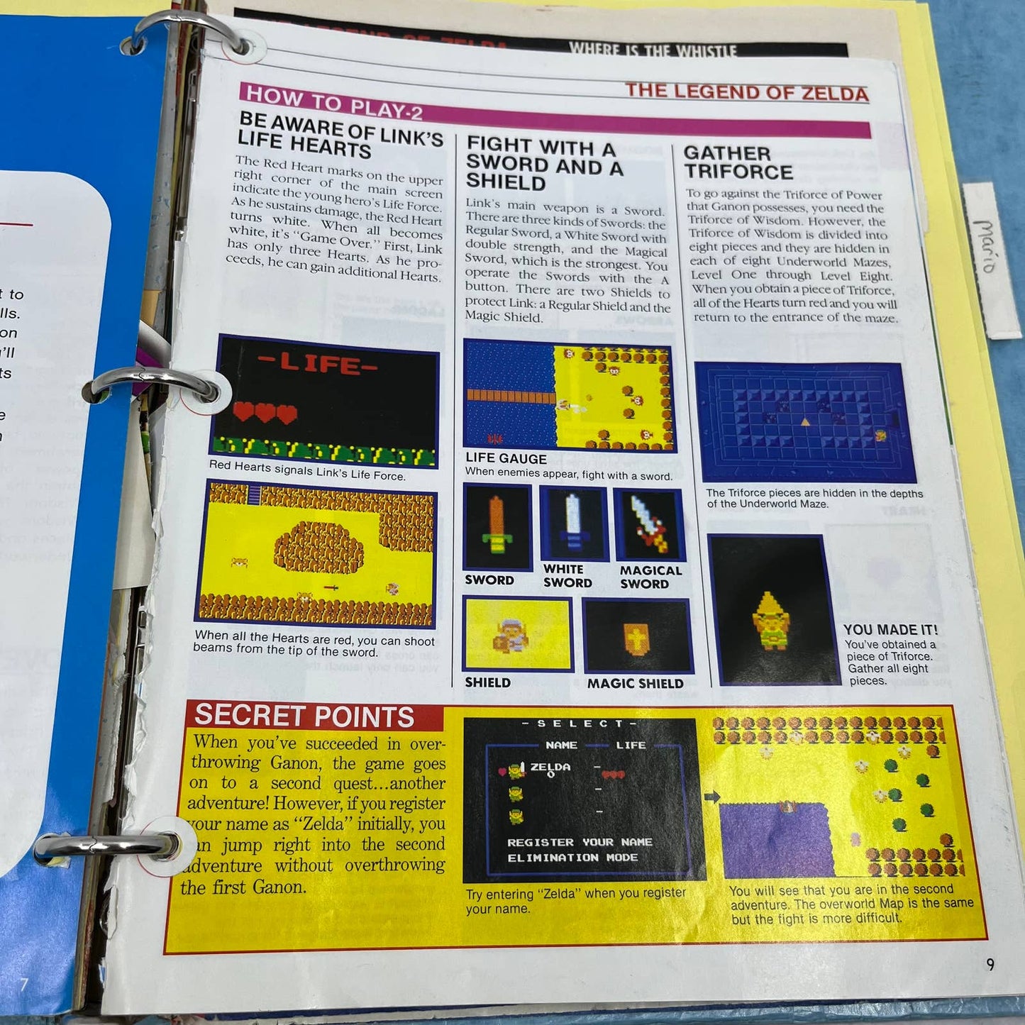 c1989 Binder of Clipped NES Maps and Articles From Nintendo Power Magazine TJ6-1