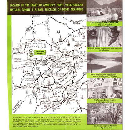 Vintage Eighth Wonder Natural Tunnel & Chasm Gate City VA Travel Brochure SE3-3