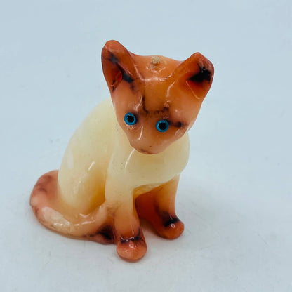 Siamese Cat Candle 3.75 Inch Vintage MCM Blue Glass Eyes TC3