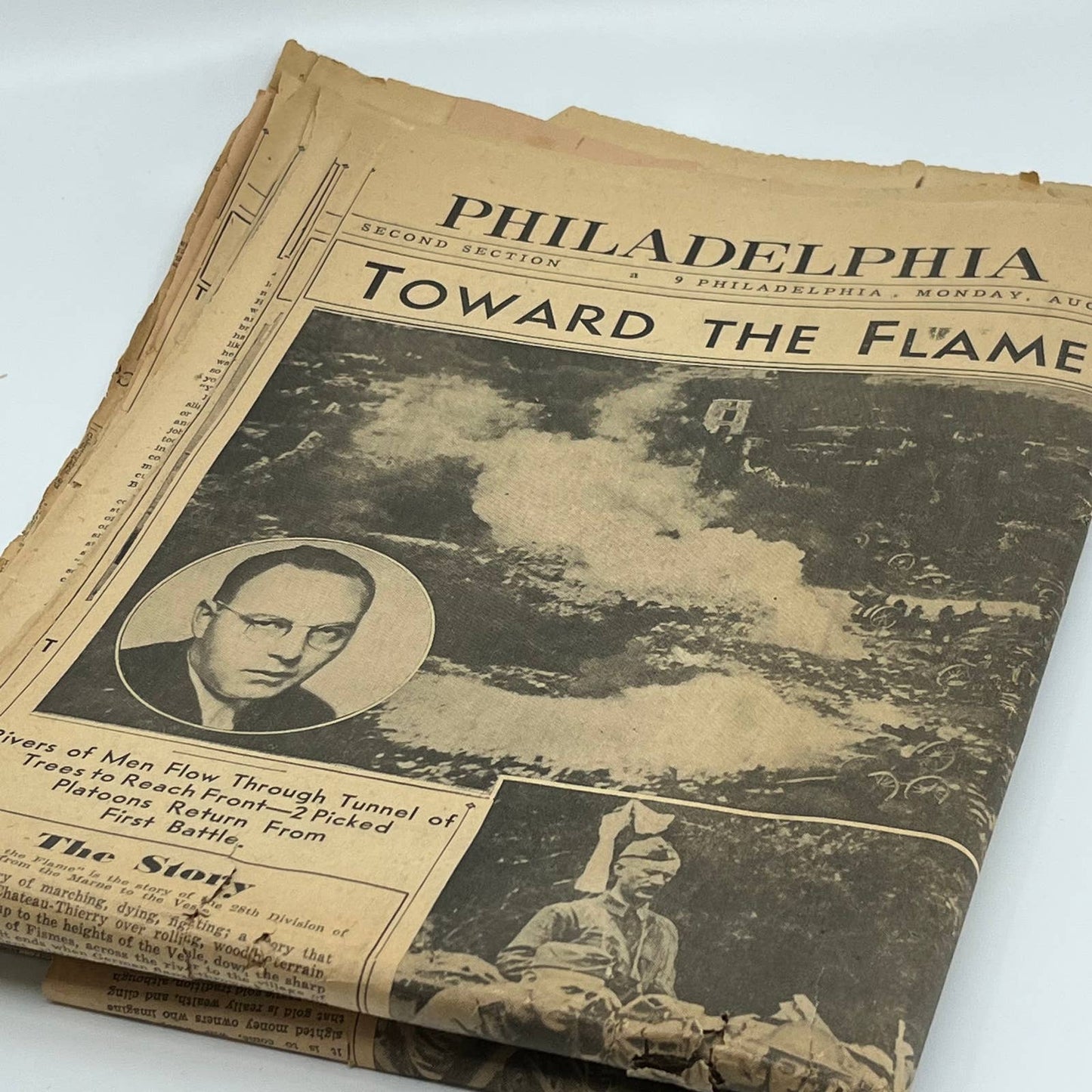 Philadelphia Record Aug-Sept 1934 Clipped Toward the Flame 28th Division WWI