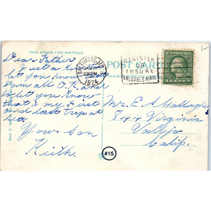 Lake Drive Druid Hill Park Baltimore MD 1924 Original Postcard P2-2