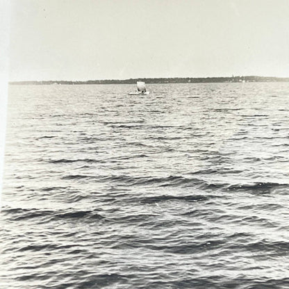 1940s Photograph or Boat Sailing on Lake Bemidji Minnesota ~3x4” SC8