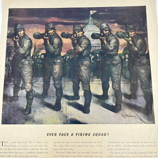 1940s WWII American Locomotive Ad Propaganda Japanese Firing Squad FL1