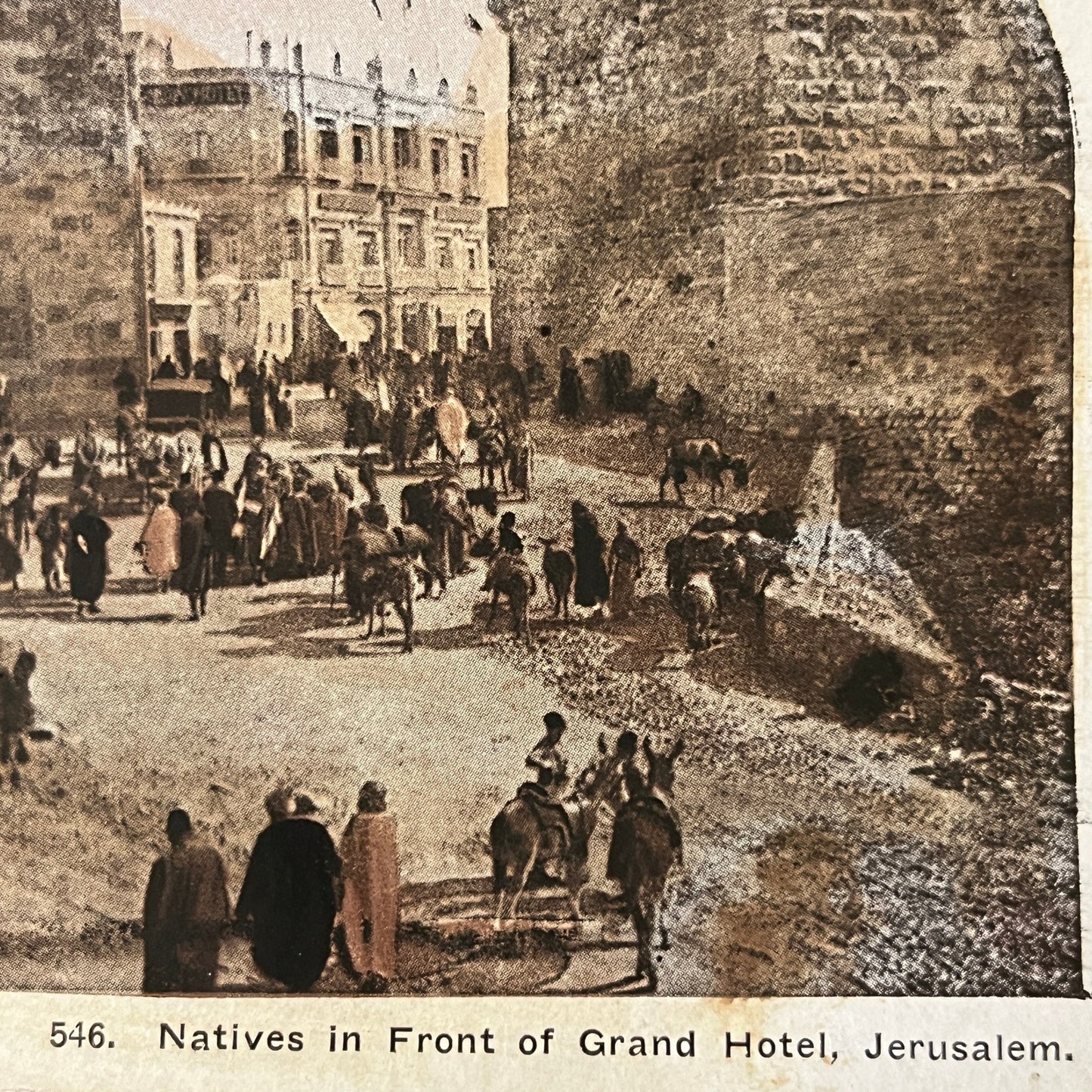 Native in Front of Grand Hotel Jerusalem Antique Stereoview Card H2-3