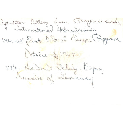 Mr. Hartmut Schulze-Boysen Germany at Yankton College 1967 Photo 5x7 TK1-P4