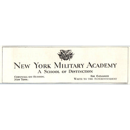 New York Military Academy Cornwall-on-Hudson NY - 1921 Original Ad TJ7-S