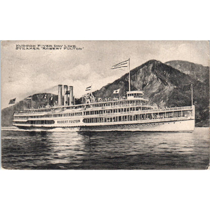 Hudson River Day Line Steamer Robert Fulton 1909 - Original RPPC Postcard TJ9-P1