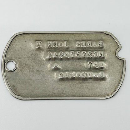 Original Early WWII Army Dog Tag 1943 John W. Bares SB3