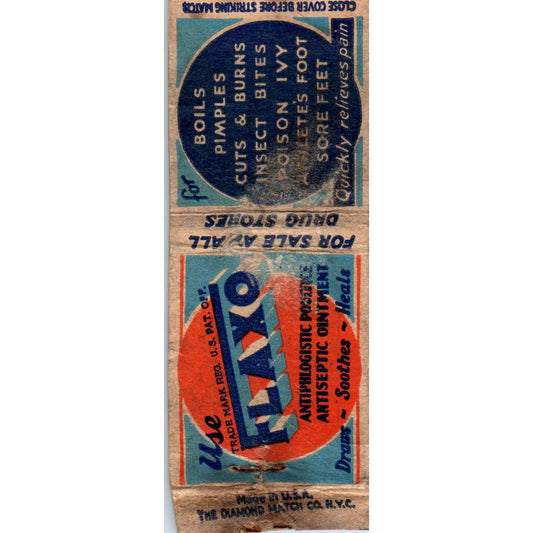 Vintage Matchbook Cover Flaxo Antiphlogistic Poultice Antiseptic Ointment SE5
