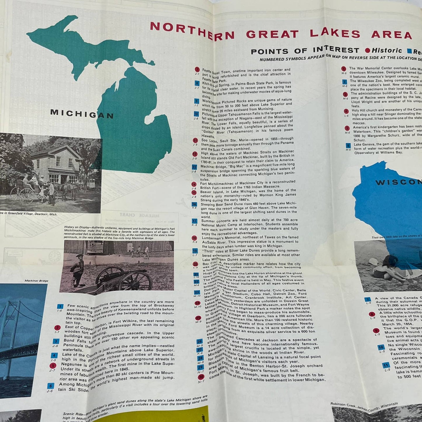 1949 Texaco Touring Map Great Lakes to Pacific Coast Travel Road Map TG1