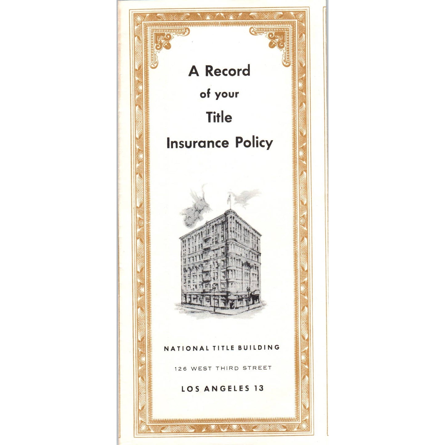 1951 Title Insurance & Trust Company Los Angeles Policy Charles D. Holeman SF3