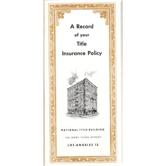 1951 Title Insurance & Trust Company Los Angeles Policy Charles D. Holeman SF3