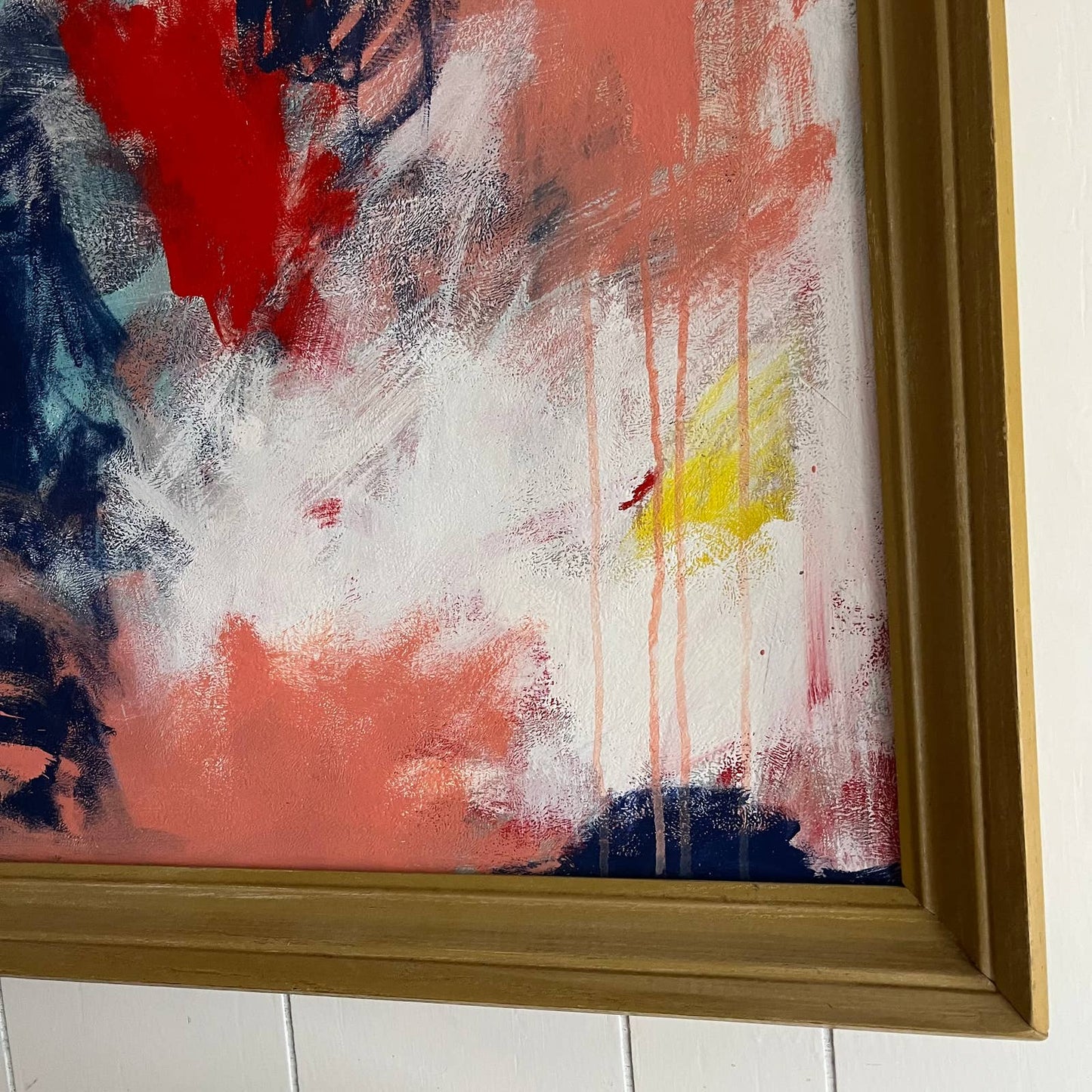 Original MASSIVE Framed Abstract Art Painting 39x28" Wheel in the Sky With COA