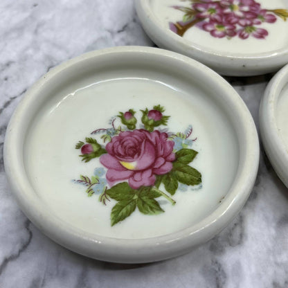 Vintage Floral Mini Butter Pat Plate Tea Doll Party 3” Japan Set of 3 TJ5
