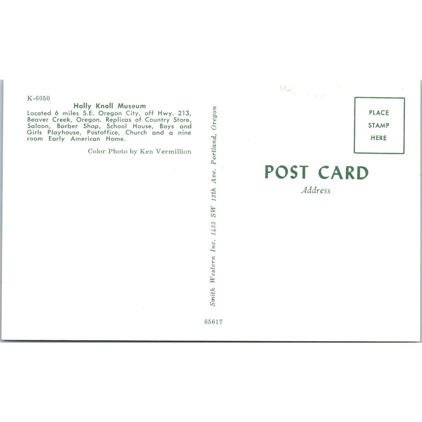 Holly Knoll Museum Beaver Creek Oregon Original Postcard PB10