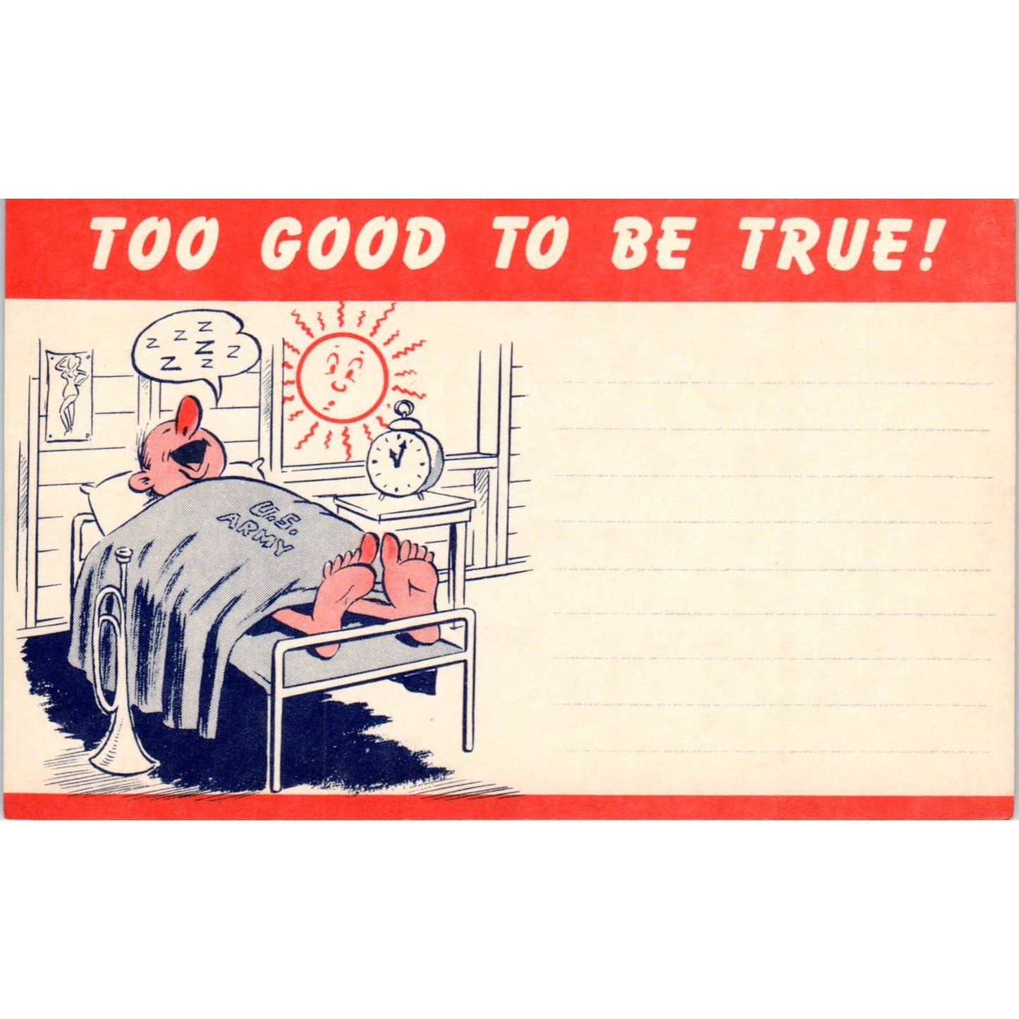 WW2 Too Good To Be True! Army Life No.106 Hager-Overback Comic Postcard TK1-26