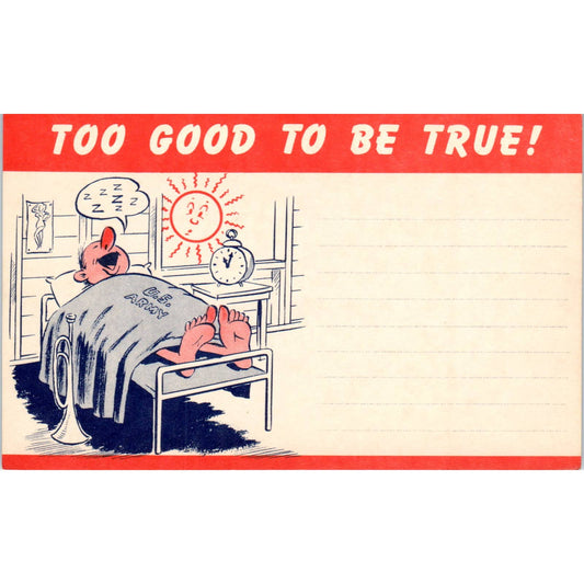 WW2 Too Good To Be True! Army Life No.106 Hager-Overback Comic Postcard TK1-26