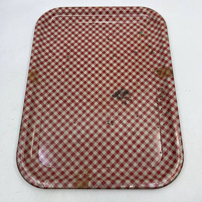 Vintage Set of 4 MCM Plaid Toleware Tin Litho Trays 10.5 x 13.5” TI5-3