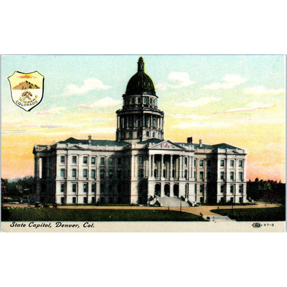 State Capitol c1910 Denver Colorado Original Postcard TK1-28