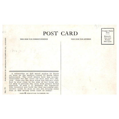 US Submarine at Full Speed Ahead - Original Postcard TJ8-5