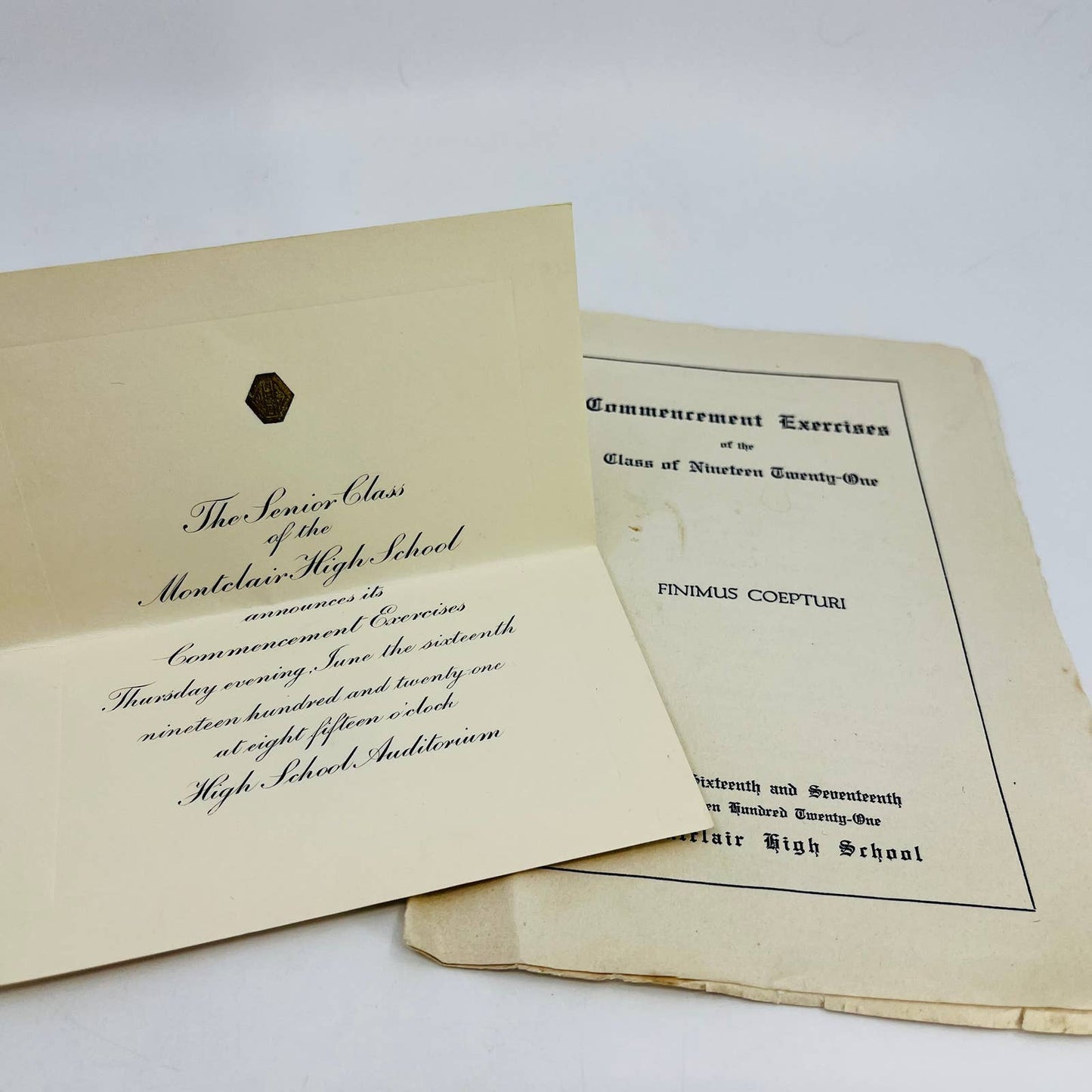 1921 Montclair High School Graduation Commencement Program & Invitation NJ D4